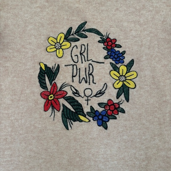 Girl Power GRL PWR Pastel Pink Sweater Size Large - Picture 3 of 7